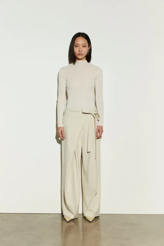 Pantaloni Isabelle Blanche ivoire cu funda fata