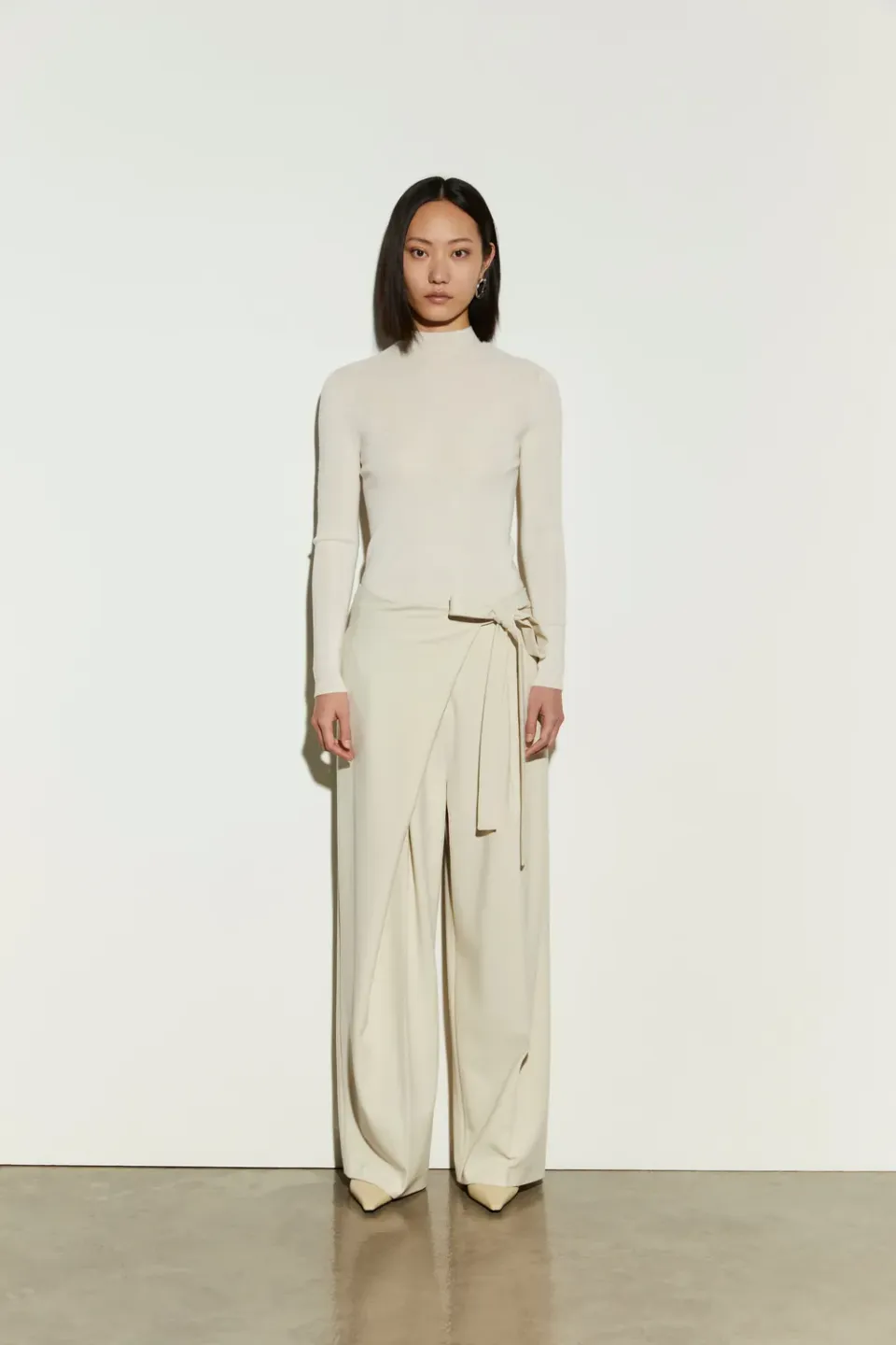 Pantaloni Isabelle Blanche ivoire cu funda fata