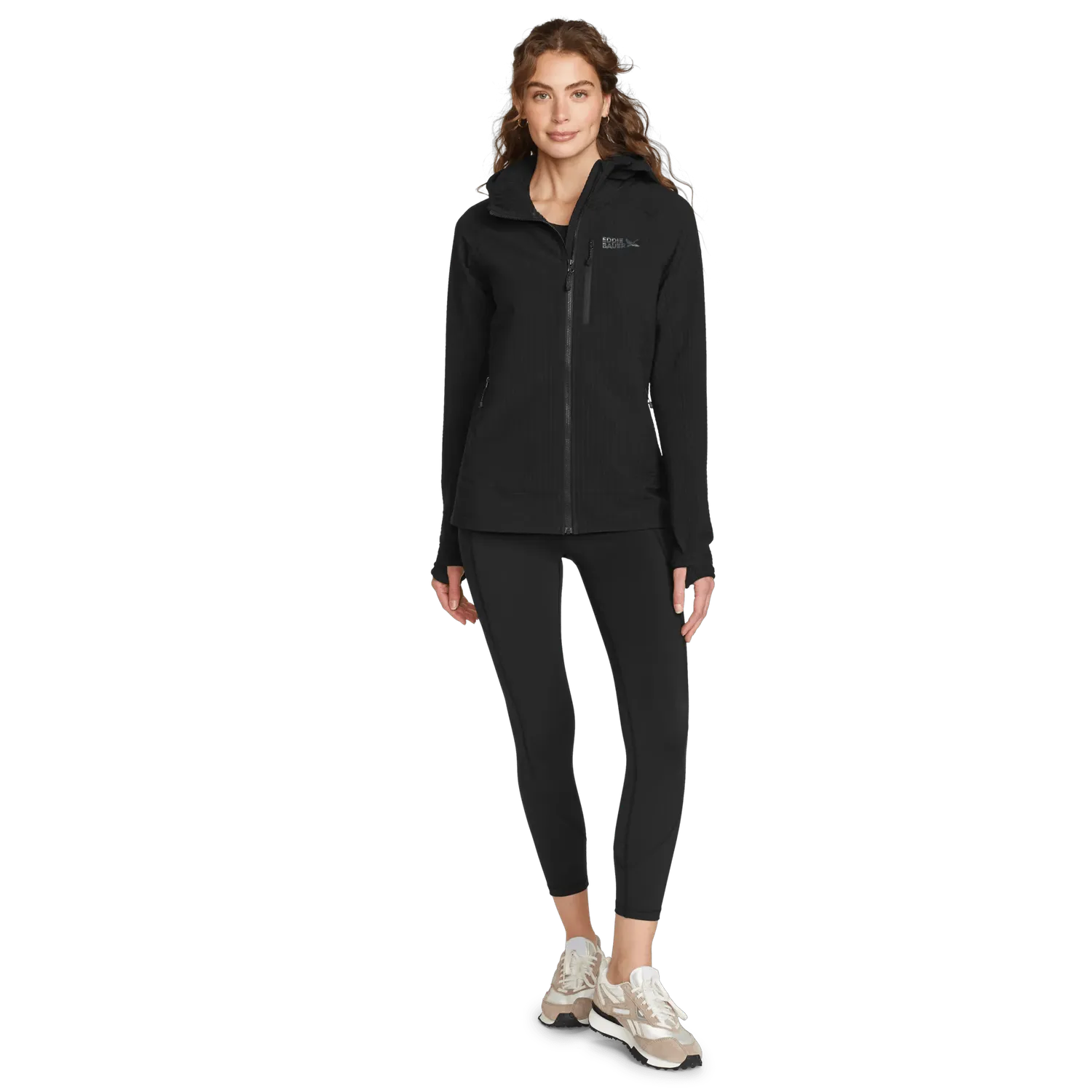 Eddie Bauer Sandstone Backbone Grid Shell Hoodie dama negru