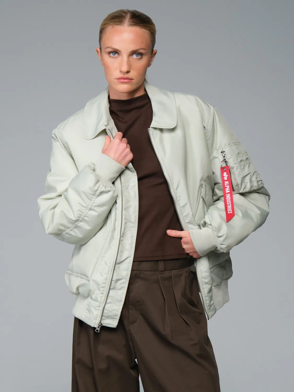Alpha Industries CWU 45/P Oxford geaca bomber Light Mineral rezistenta