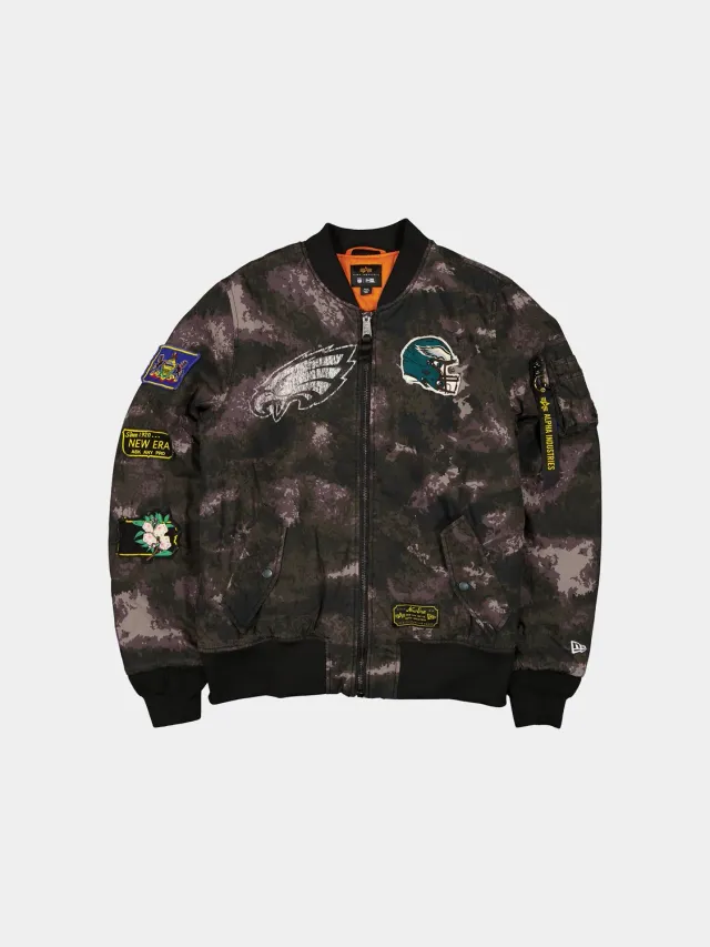 Alpha Industries MA-1 geacă bomber negru camo reversibilă