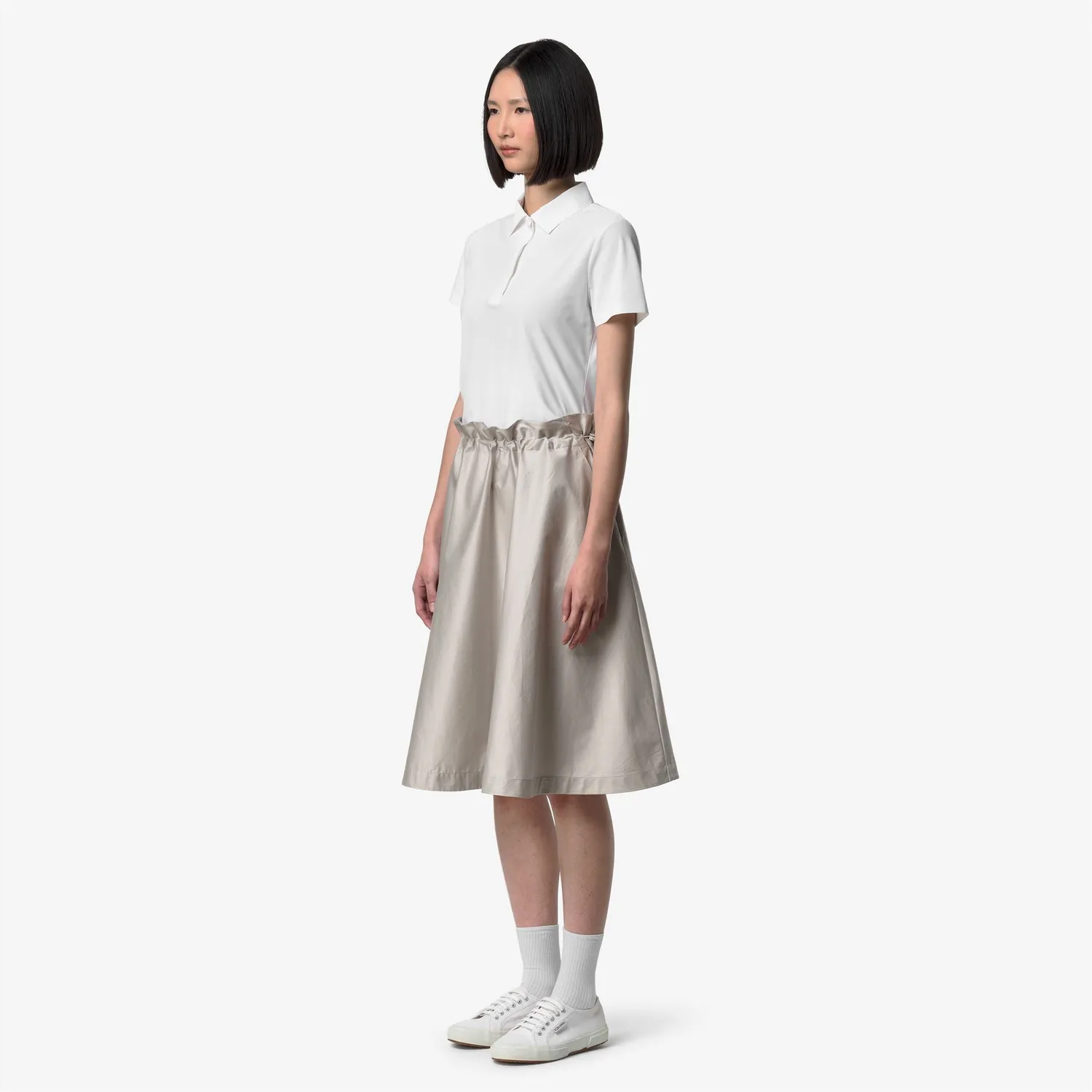 K-Way Gaelal Shiny Cotton fusta femei bej midi