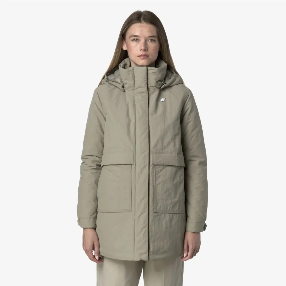 K-Way Kalima Warm Cotton Nylon Palton Verde Călduros