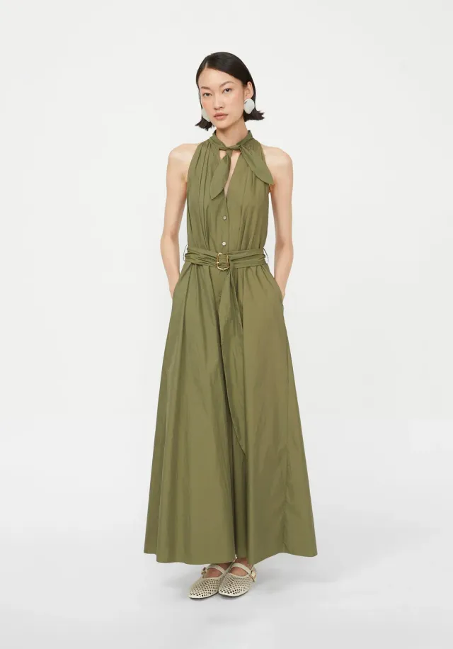 Rochie Isabelle Blanche lunga fara maneci verde chiparos