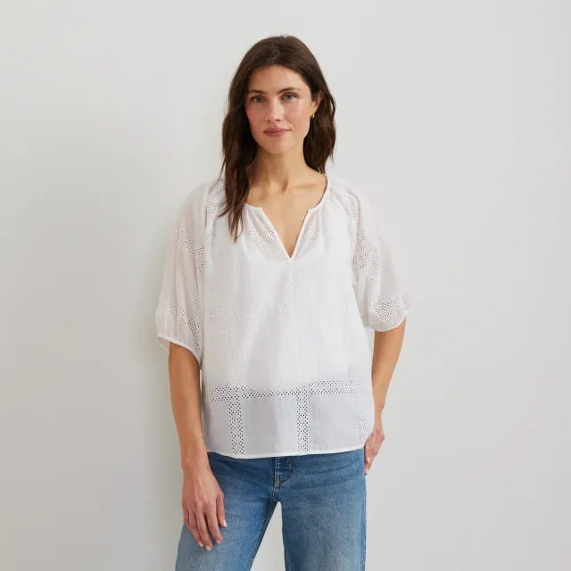 Eddie Bauer Eyelet camasa dama alba bumbac broderie