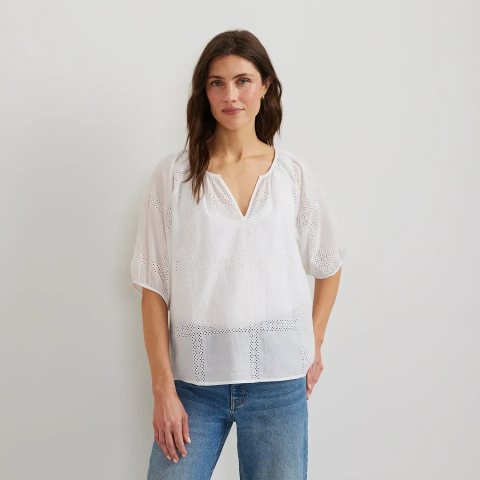 Eddie Bauer Eyelet camasa dama alba bumbac broderie