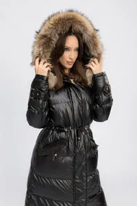 Mareus Obsidian Black 457 geacă parka damă blană raton