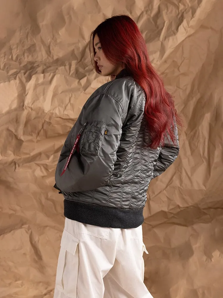 Alpha Industries MA-1 Shirring palton bomber gri matlasat