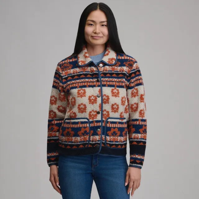 Eddie Bauer Printed geaca fleece dama cu nasturi calda