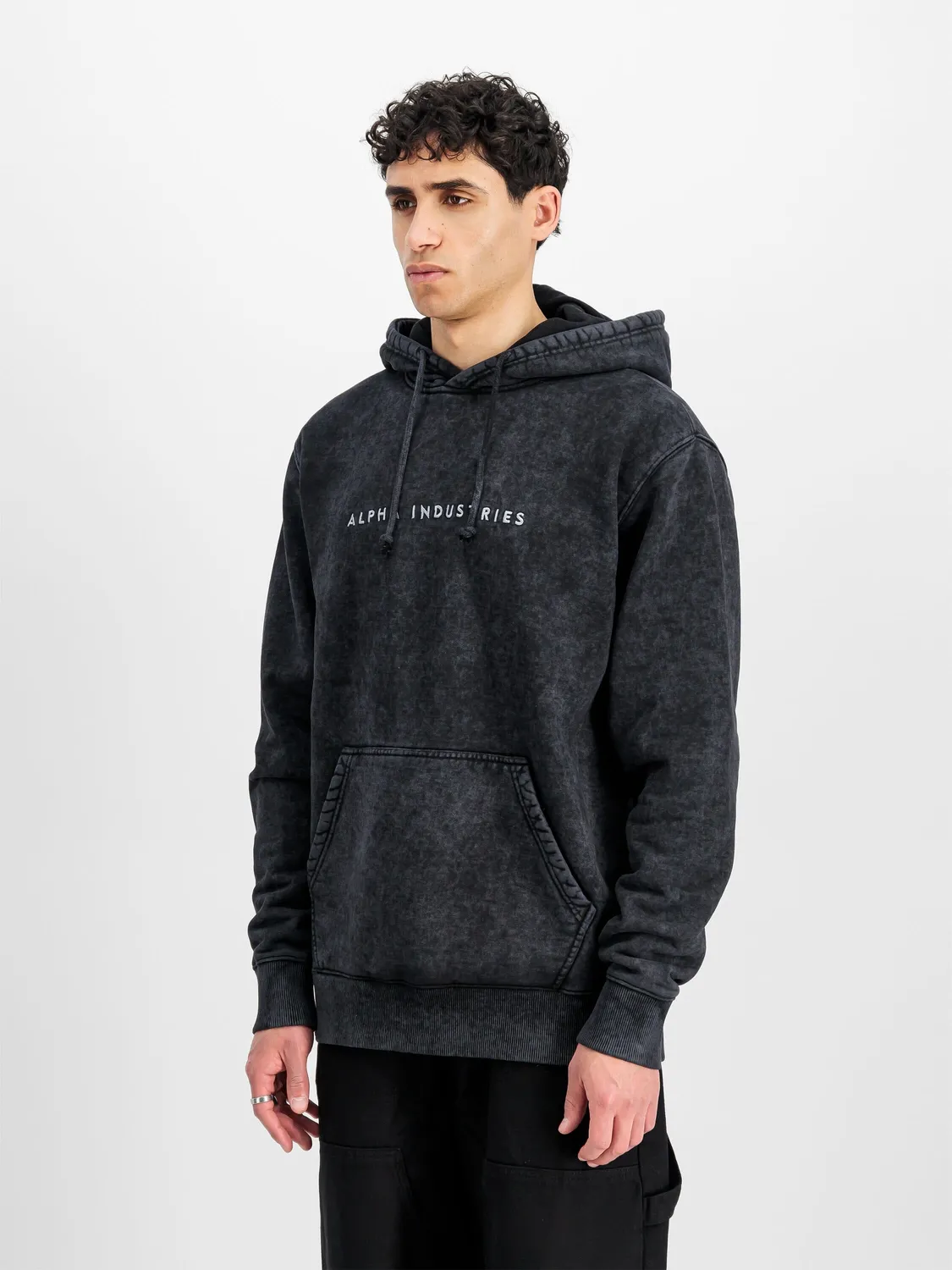 Alpha Industries Acid Logo hanorac negru fleece gros 450g