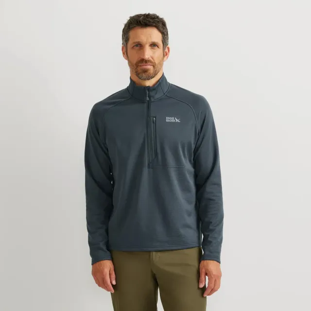 Eddie Bauer High Route Grid Fleece-Lined 1/2-Zip pulover Storm calduros