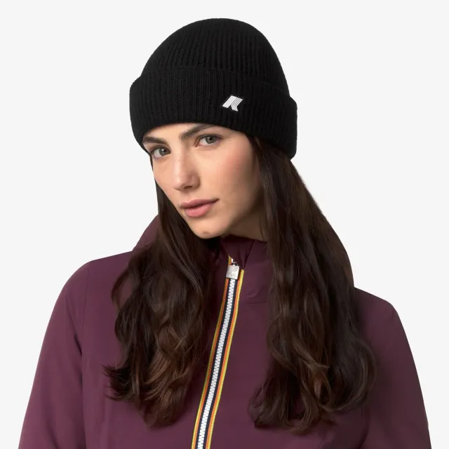 K-Way Brice Cardigan căciulă unisex neagră lână
