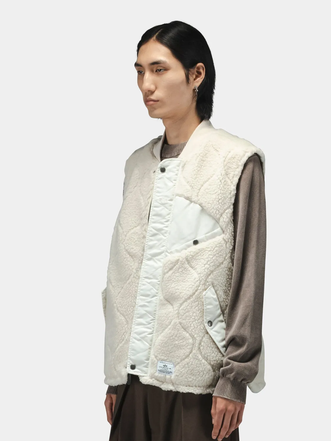 Alpha Industries Sherpa Onion Quilting vestă dune white călduros