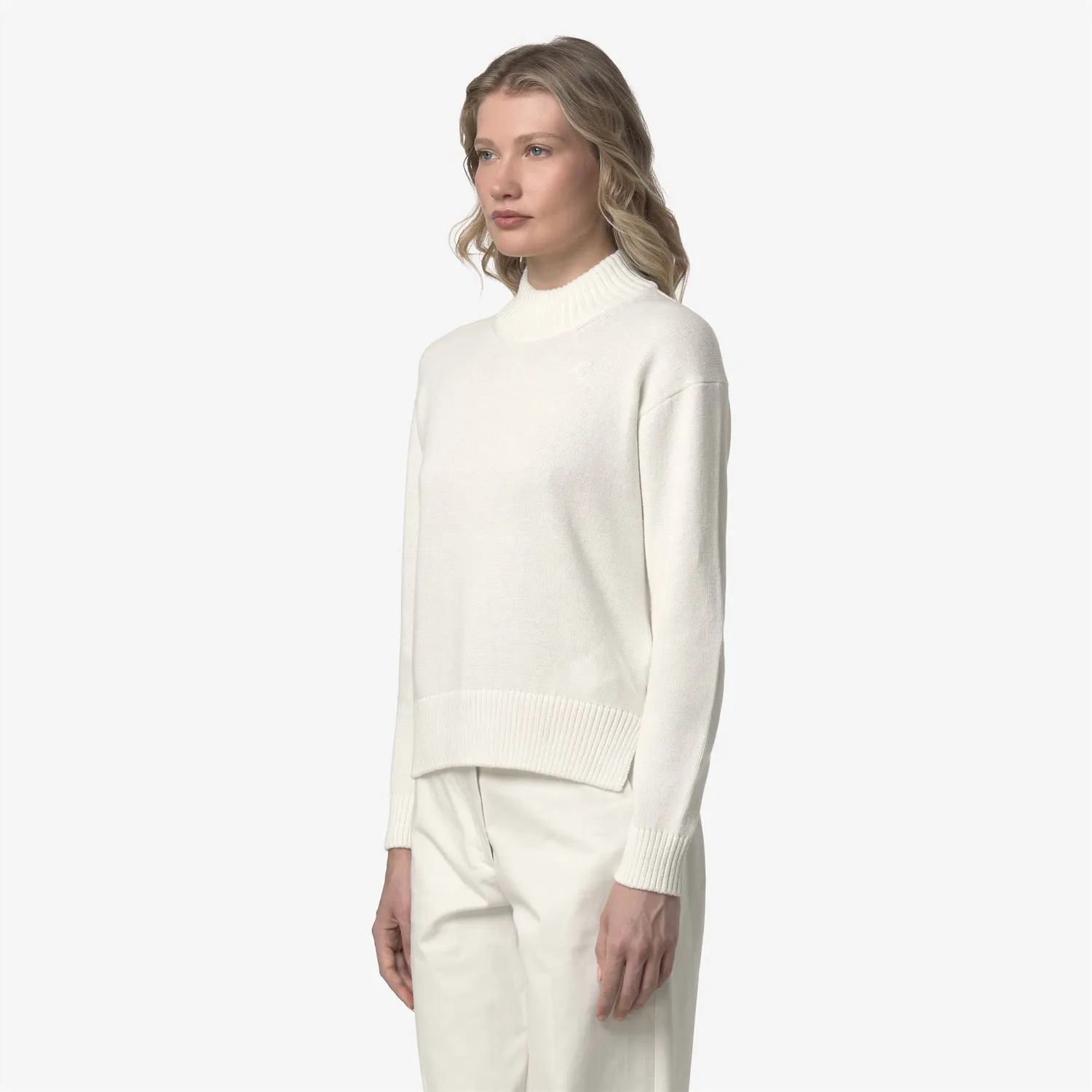 K-Way Agata Cotton Cashmere pulover damă alb cu cașmir