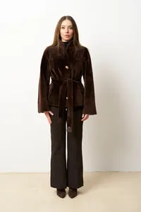 Mareus 659 palton merino damă ciocolatiu cald