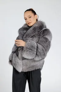 Mareus 384 haină vulpe argintie gri