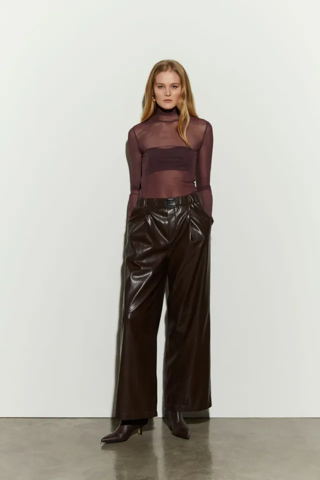 Isabelle Blanche Tulle Turtleneck pulover negru M transparent