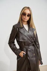 Mareus Fabrica de Blanuri 667 trench piele ciocolatiu 125 cm