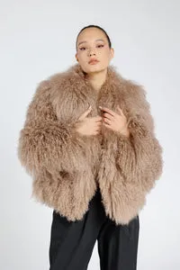 Mareus 364 haină blană miel tibetan Mocha Mousse