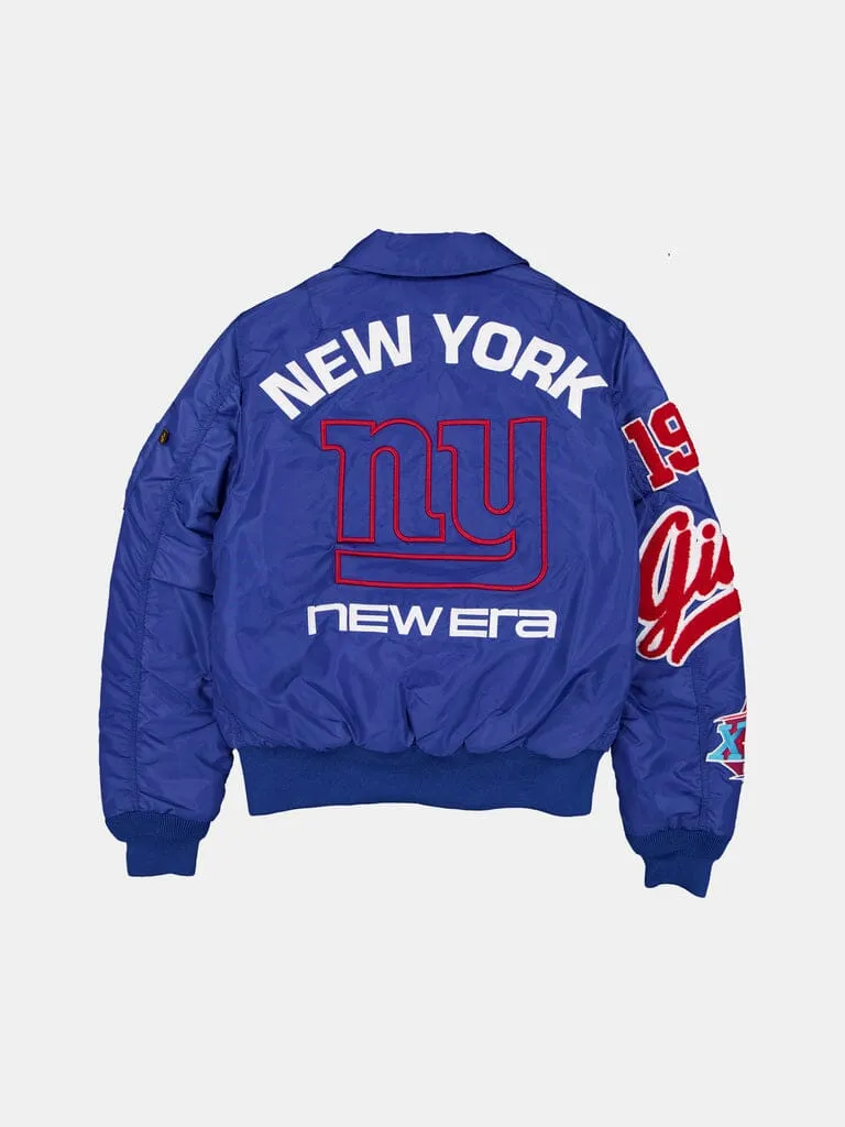 Alpha Industries New York Giants MA-1 bomber geacă albastră brodată