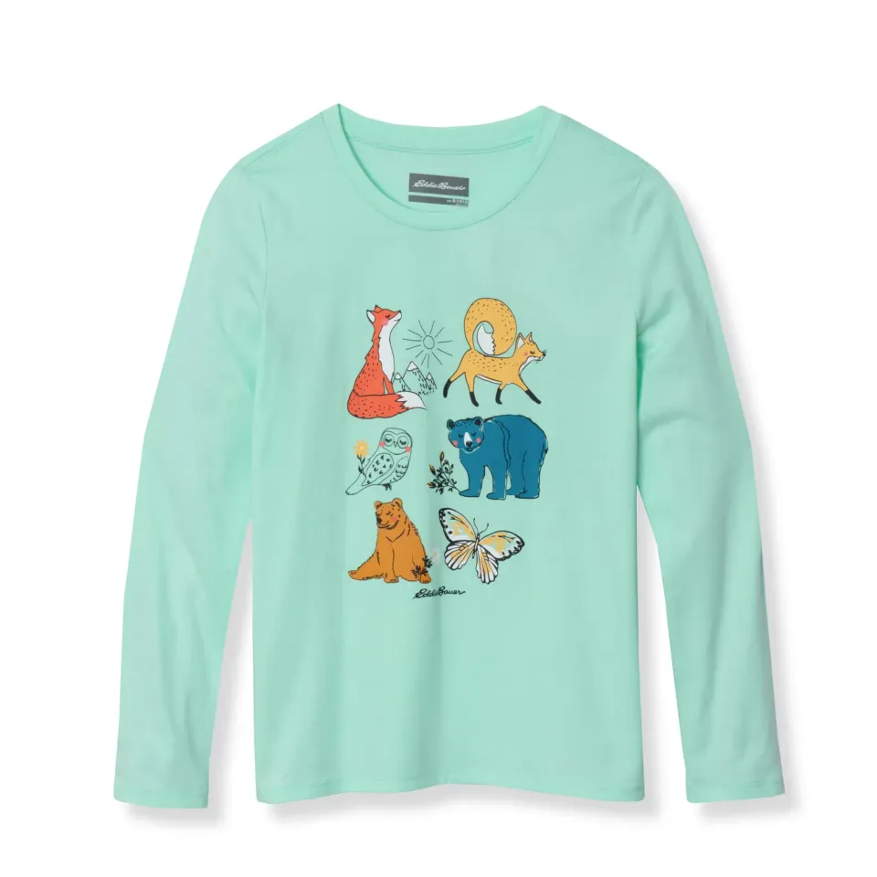 Eddie Bauer Graphic Long-Sleeve tricou fete AQUA SKY bumbac