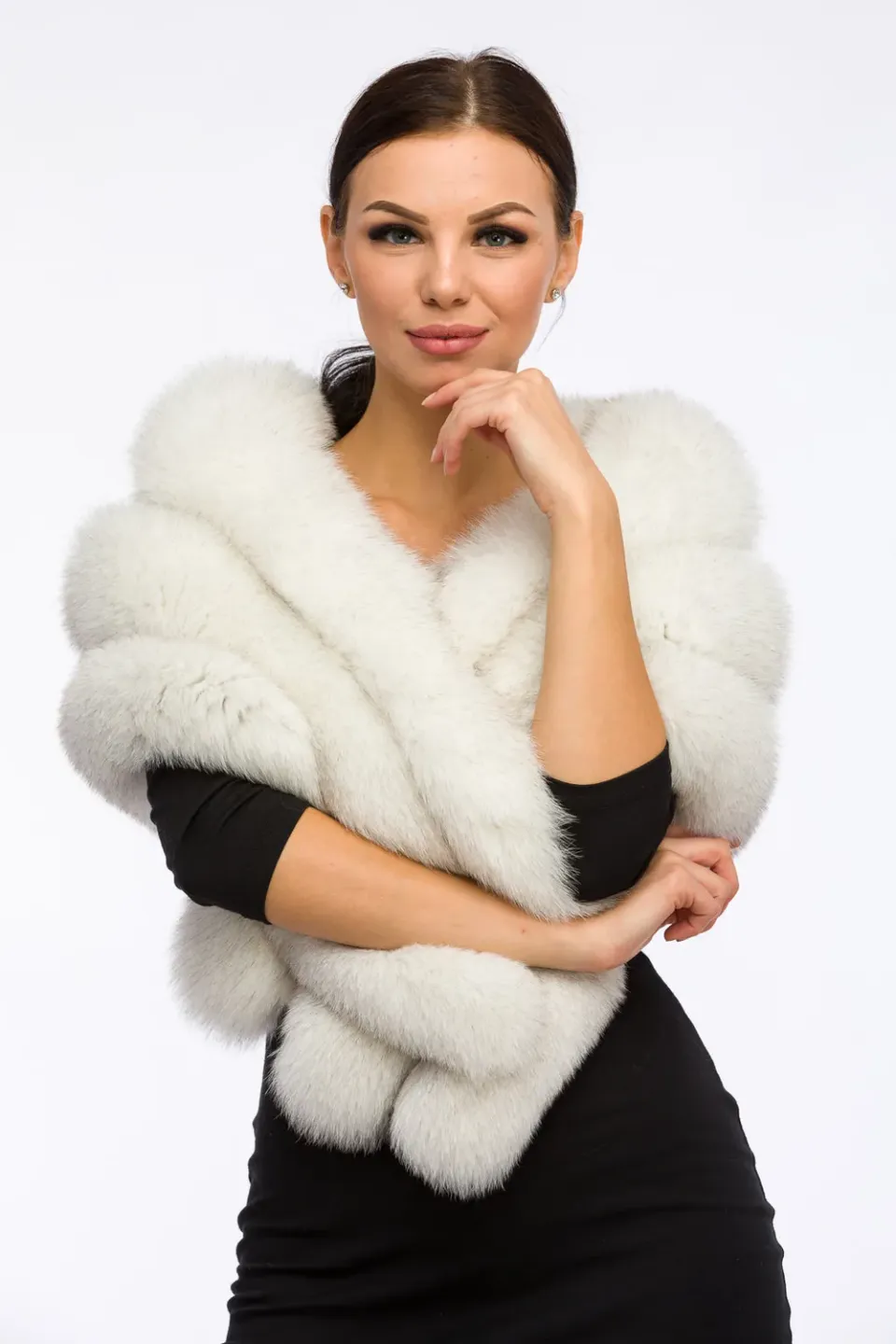 Mareus Natural 304 șal blană vulpe albă 150 cm