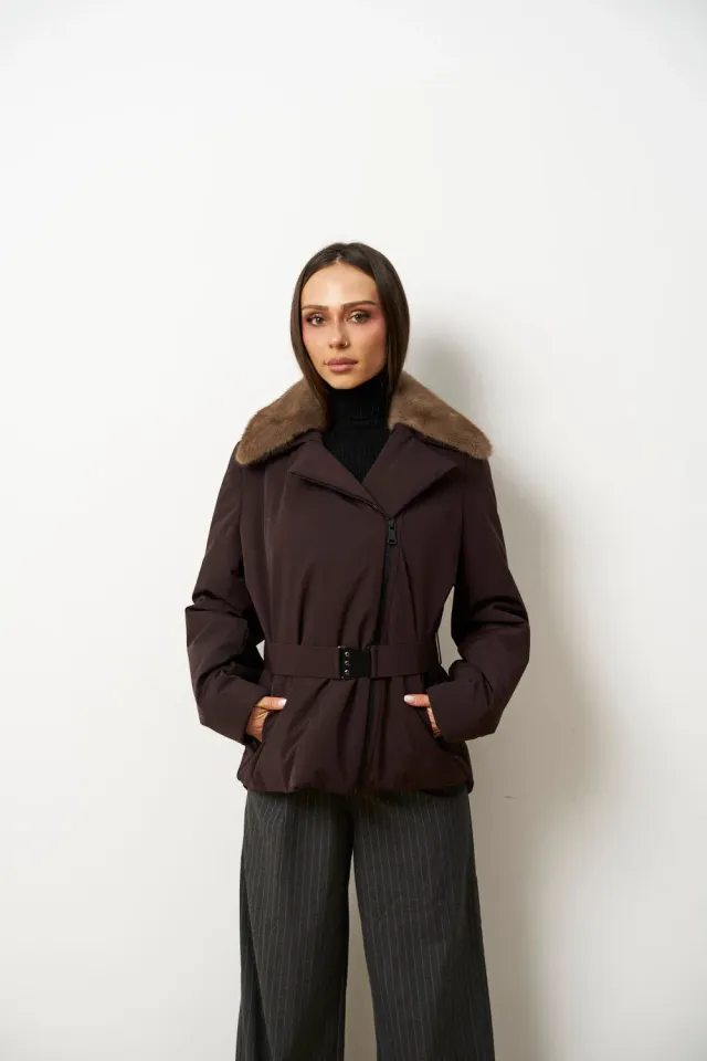 Mareus Fabrica de Blanuri Deep Plum 630 geaca fas cu blana vizon