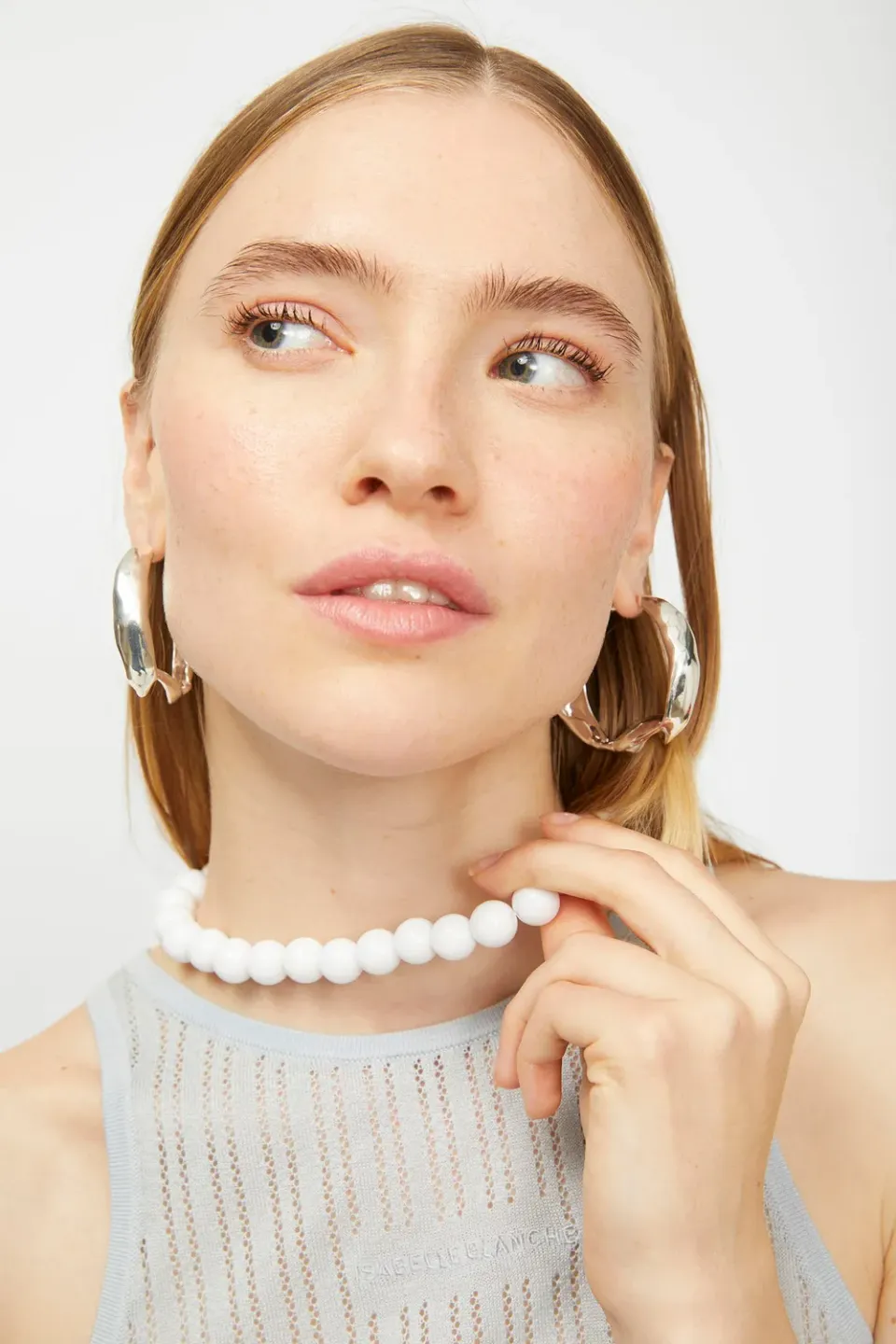 Isabelle Blanche colier cu perle alb acrilic