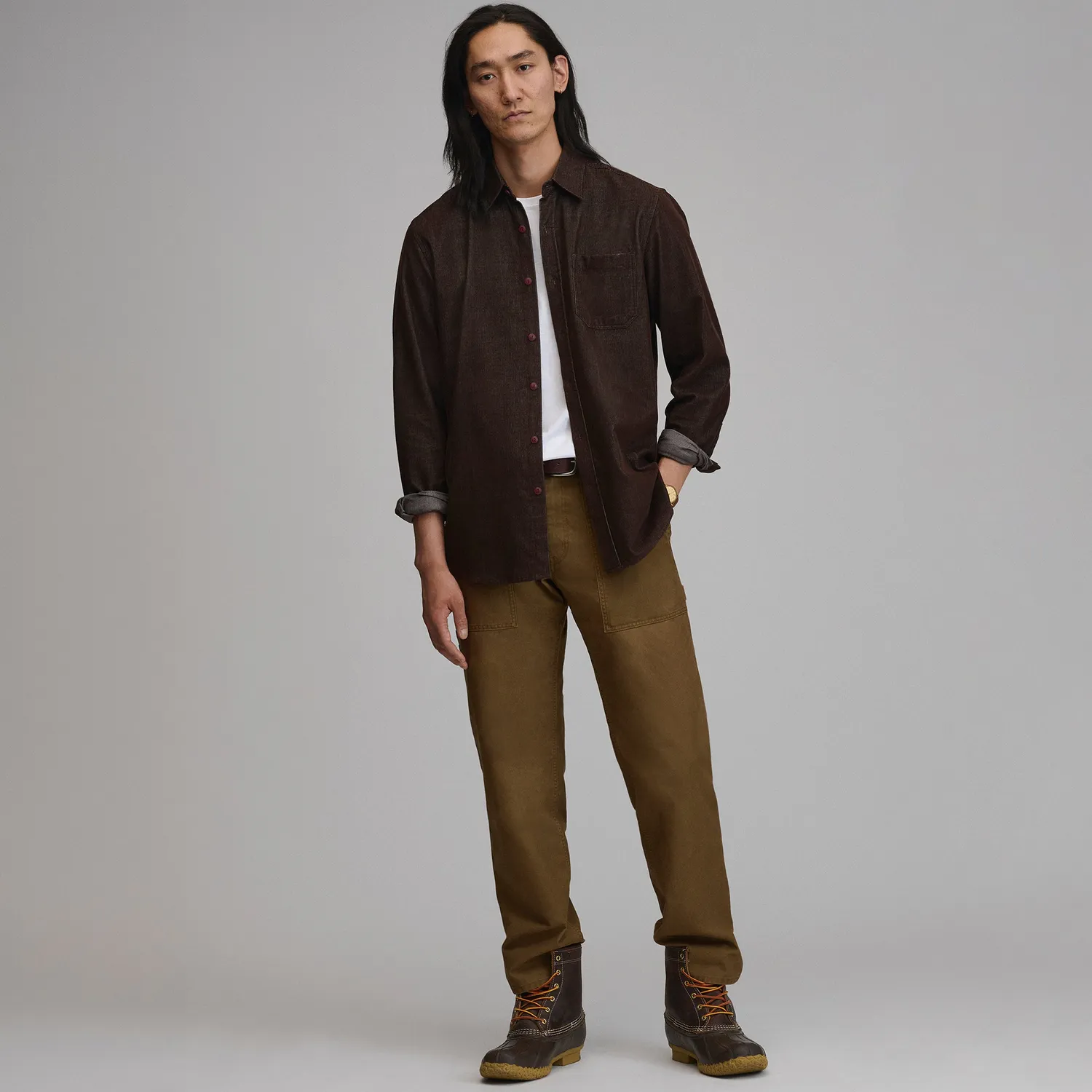 Eddie Bauer Fine Wale cămașă bărbați indigo catifea
