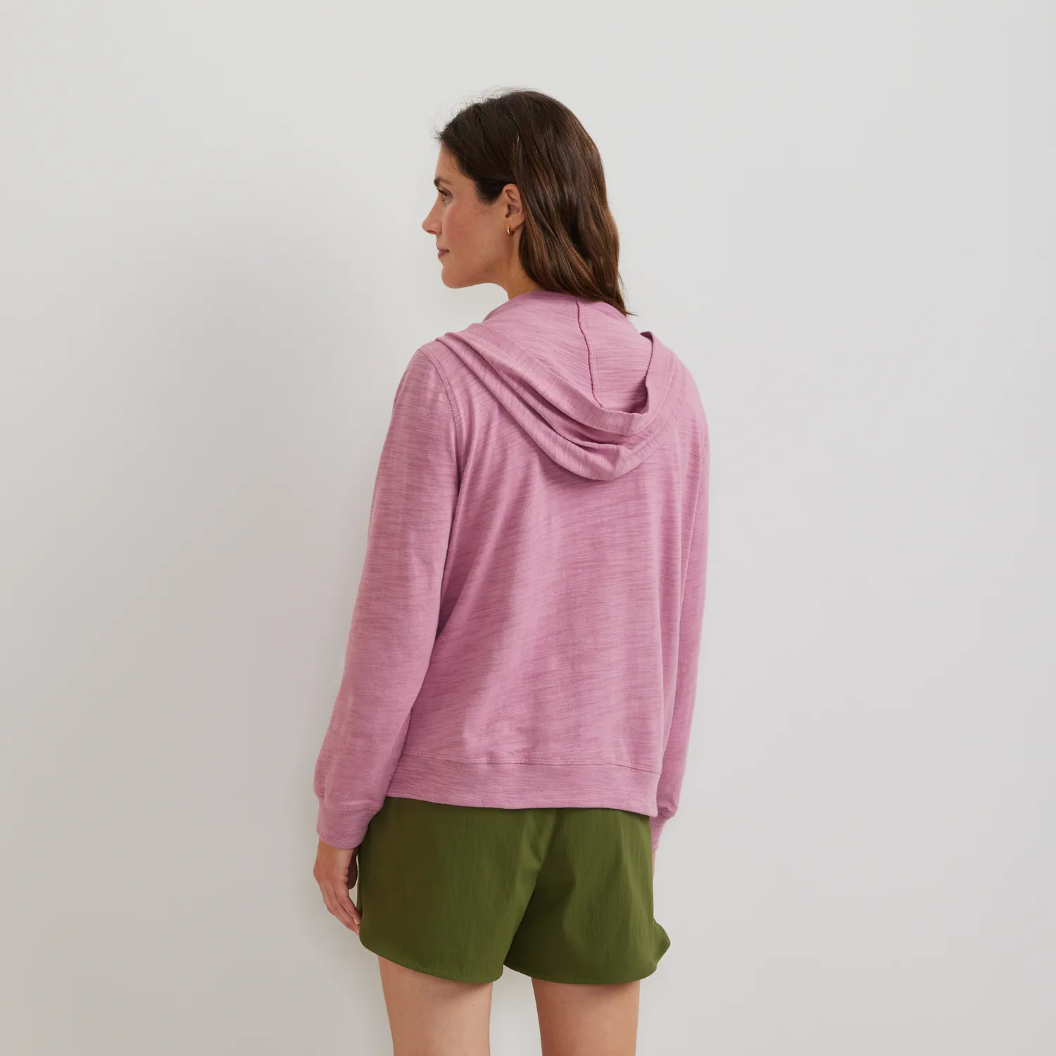 Eddie Bauer Waverly Cotton Slub hanorac Vintage Rose cu fermoar
