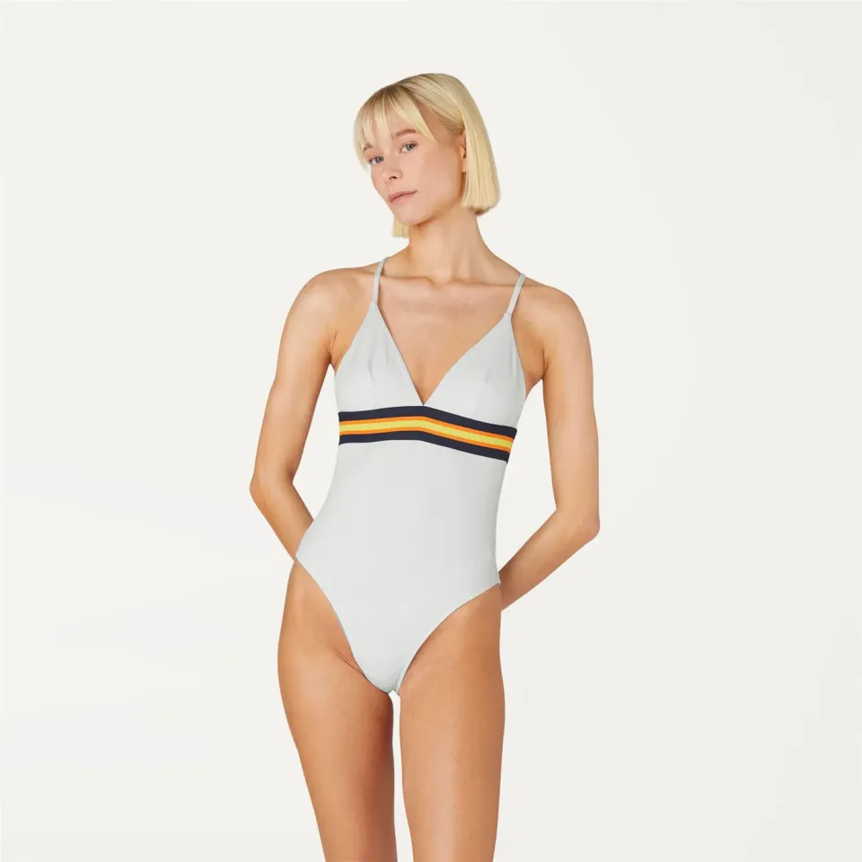 K-Way Katline Tape costum baie dama alb lapte