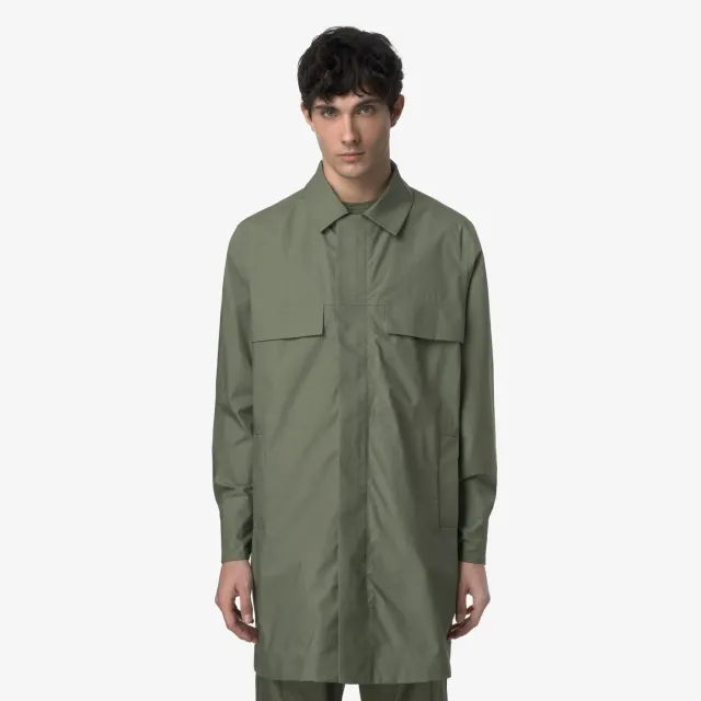 K-Way Poir 3L Poplin geaca verde lichen bej trei sferturi