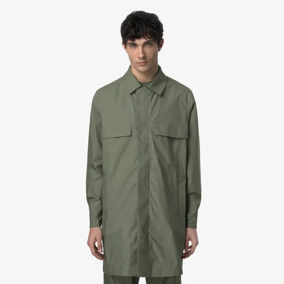 K-Way Poir 3L Poplin geaca verde lichen bej trei sferturi