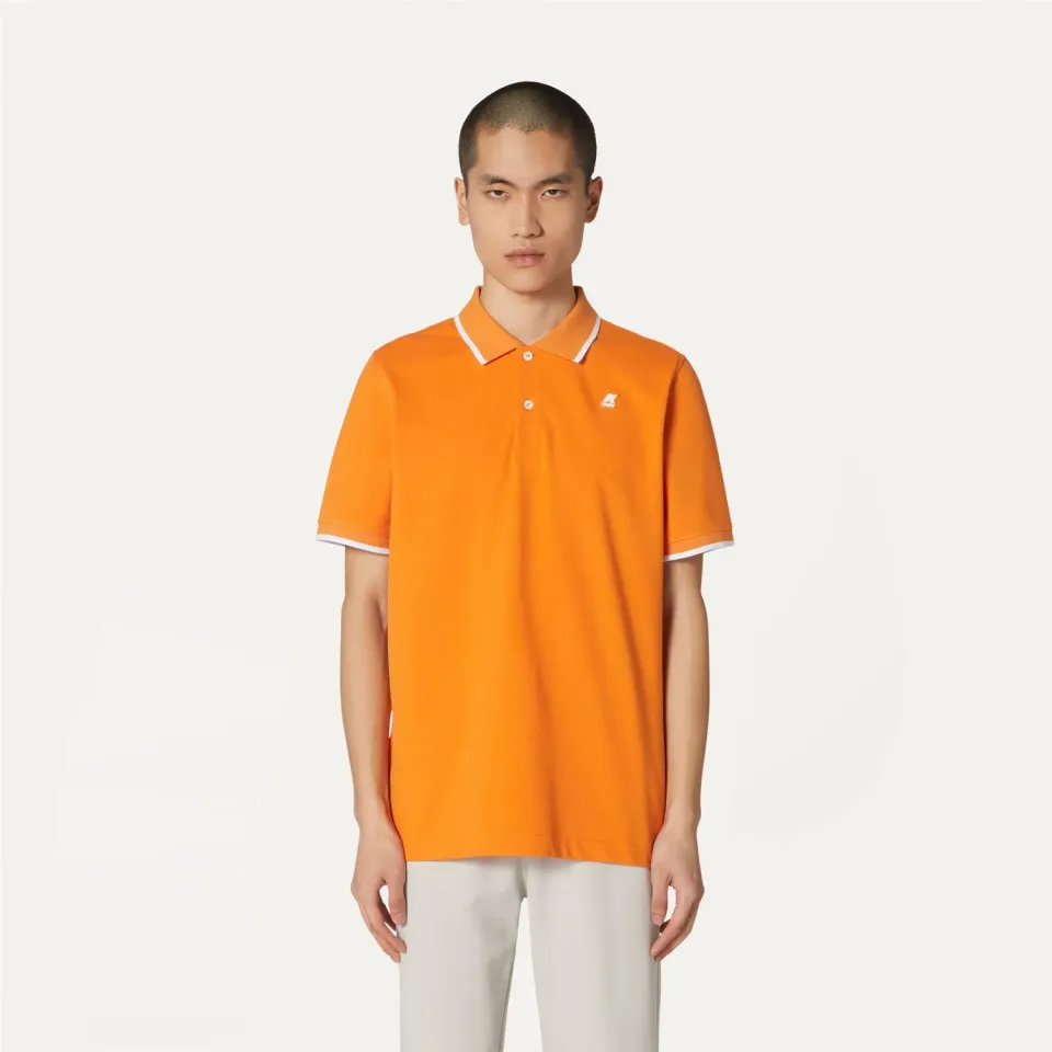 K-Way Kai KAI tricou polo bărbați portocaliu bumbac