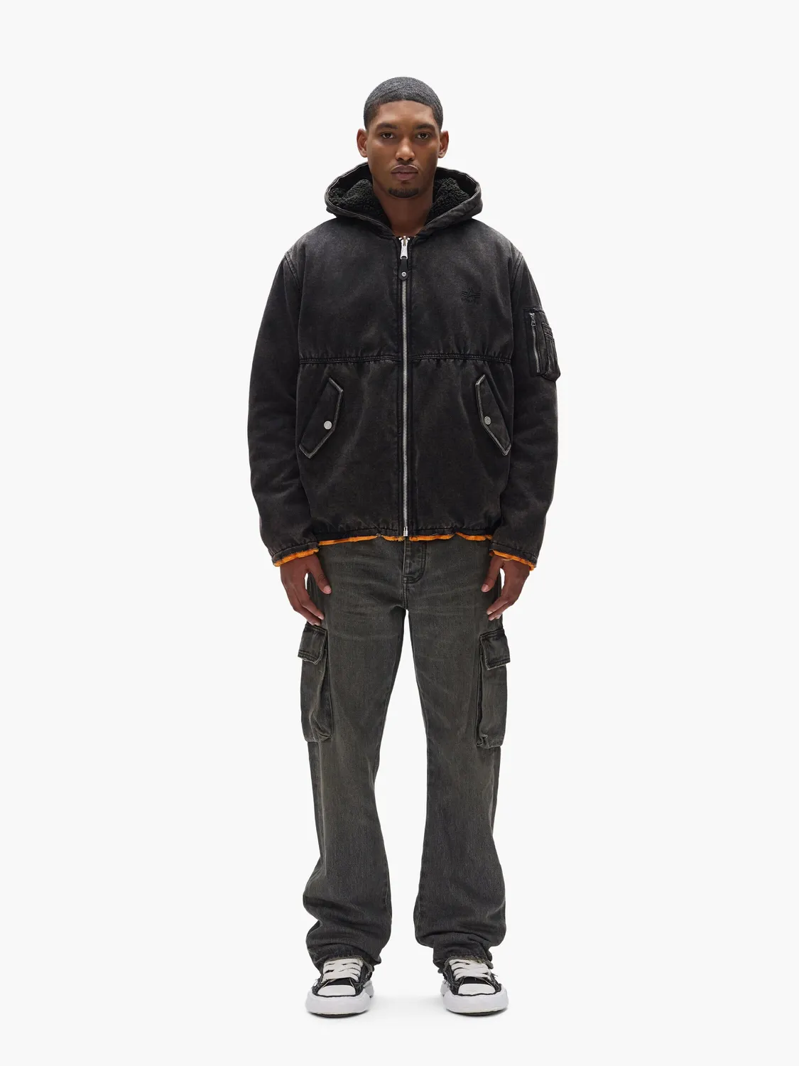 Purple x Alpha Hooded Bomber palton negru călduros