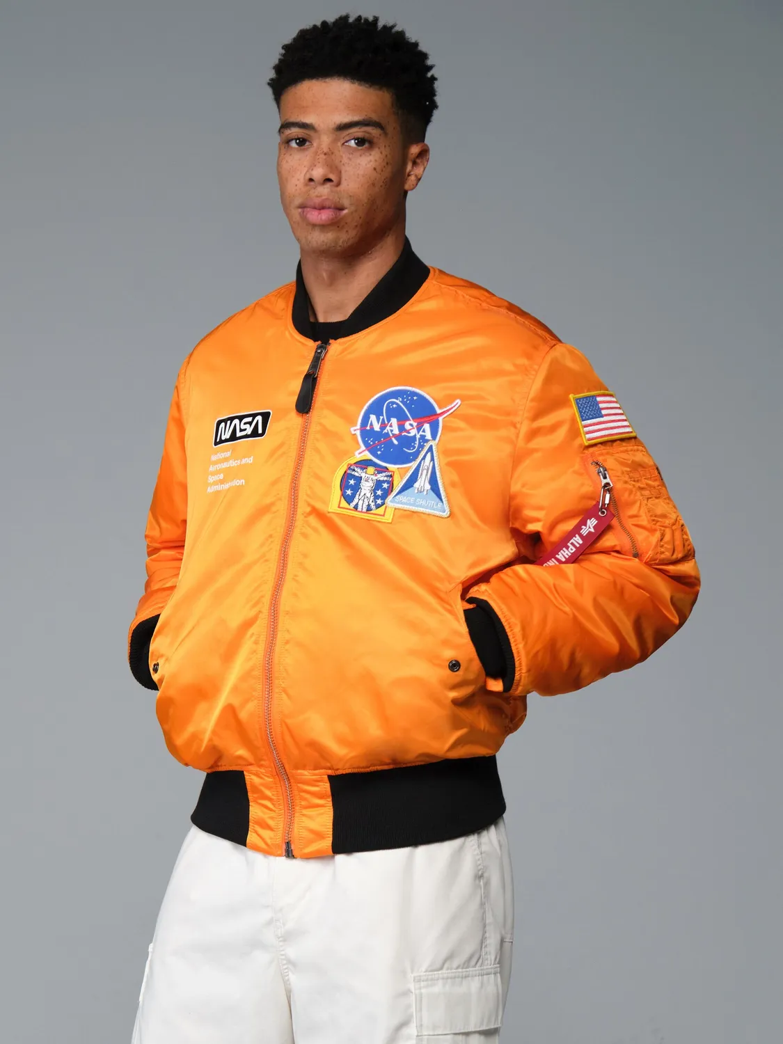 Alpha Industries NASA Galaxy MA-1 bomber portocaliu