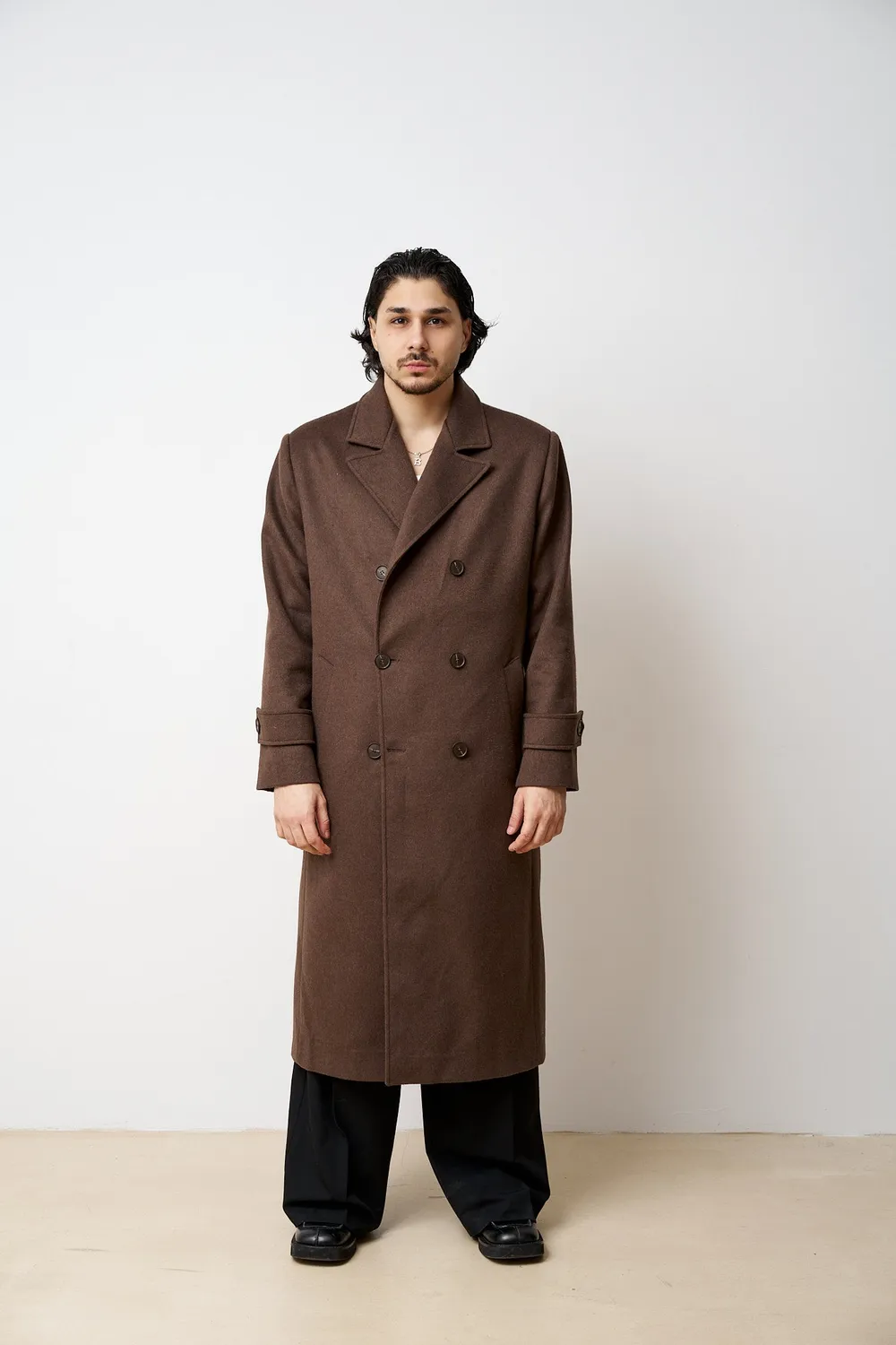 Mareus 529 palton lână bărbați lung maro Espresso Brown