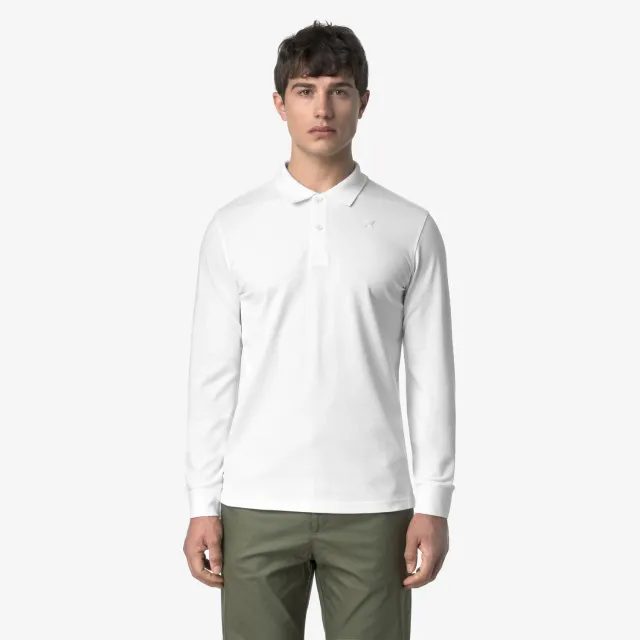 K-Way Monju Pique Slim polo barbati alb maneca lunga