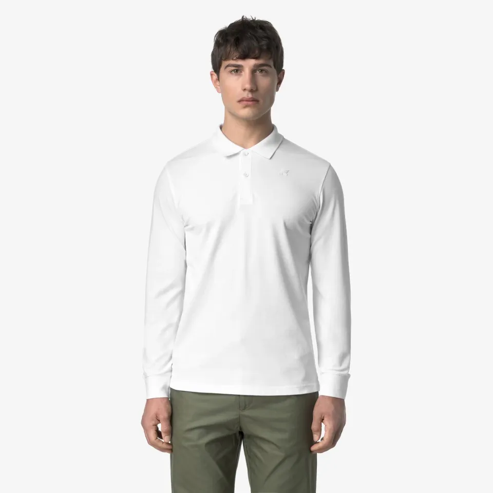 K-Way Monju Pique Slim polo barbati alb maneca lunga