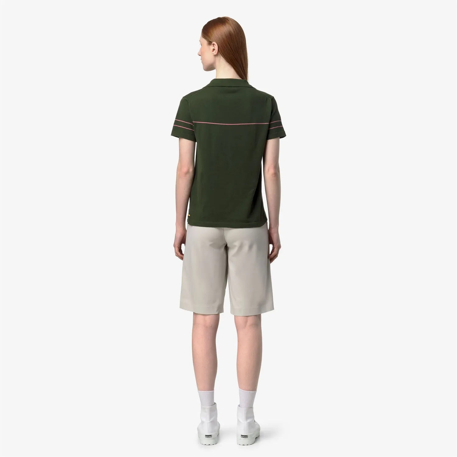 K-Way Mazardy Stripes polo dama verde dungi fine