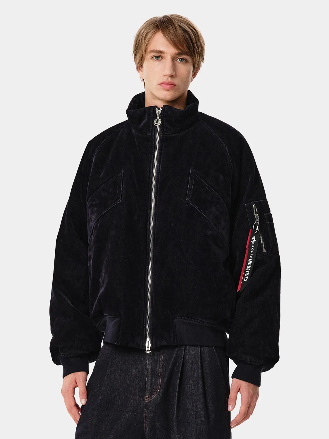 Alpha Industries MA-1 Solid Homme geacă bleumarin catifea