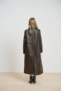 Mareus Fabrica de Blanuri 667 trench piele ciocolatiu 125 cm