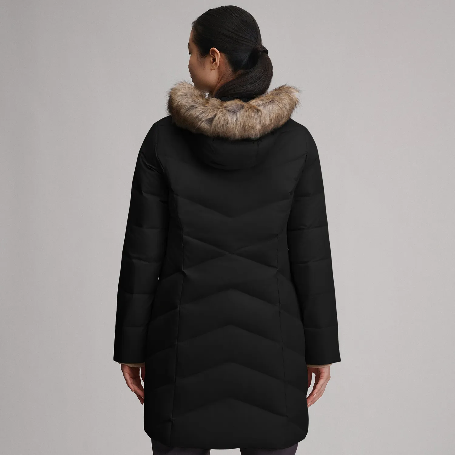 Eddie Bauer Classic Down Parka palton puf damă negru lung