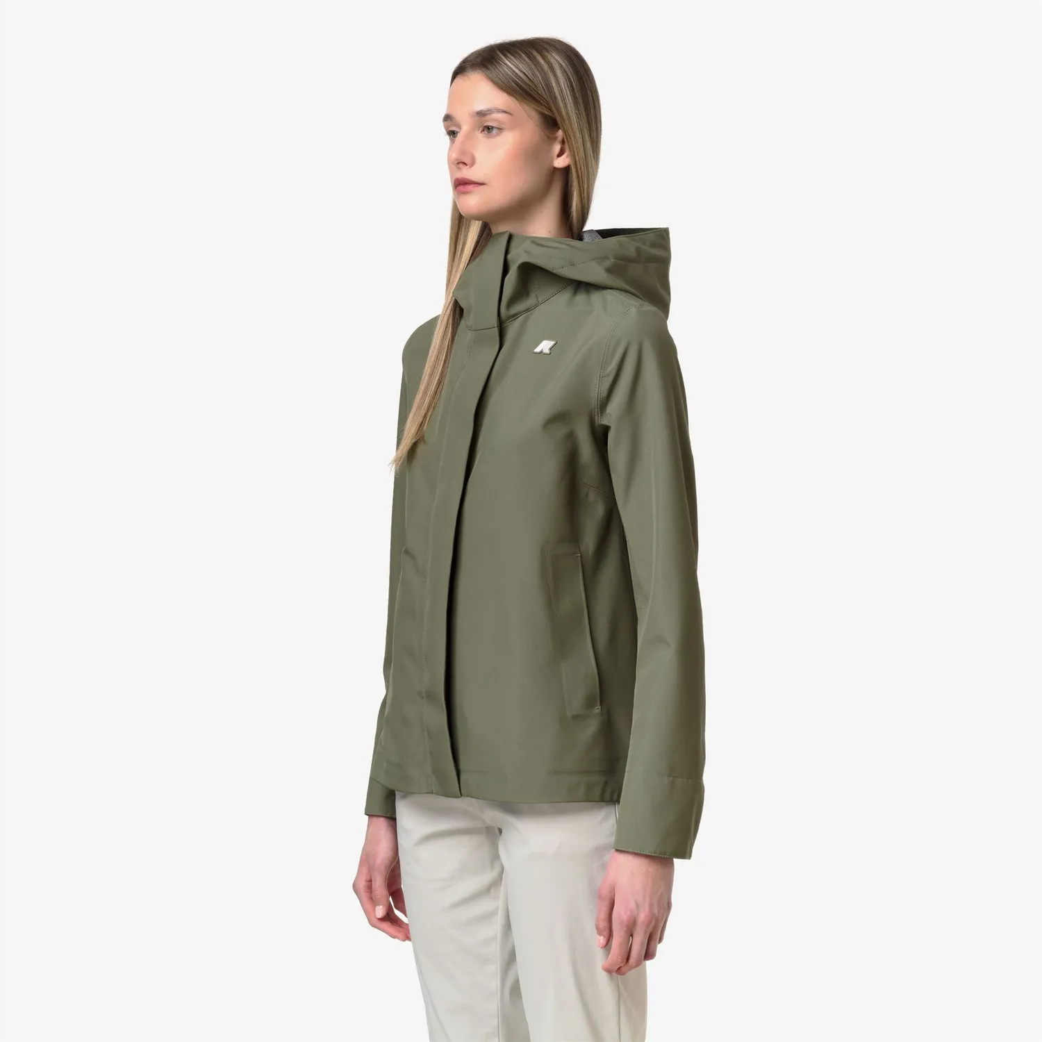 K-Way Madalina Bonded Jersey palton verde dama impermeabil