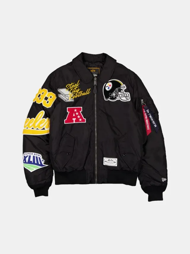 Alpha Industries MA-1 Steelers bomber negru colaborare