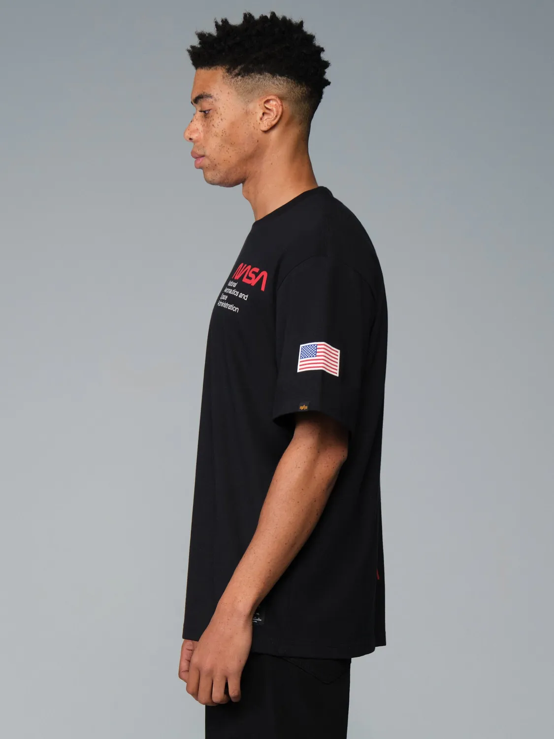 Alpha Industries NASA Worm Logo tricou negru bumbac