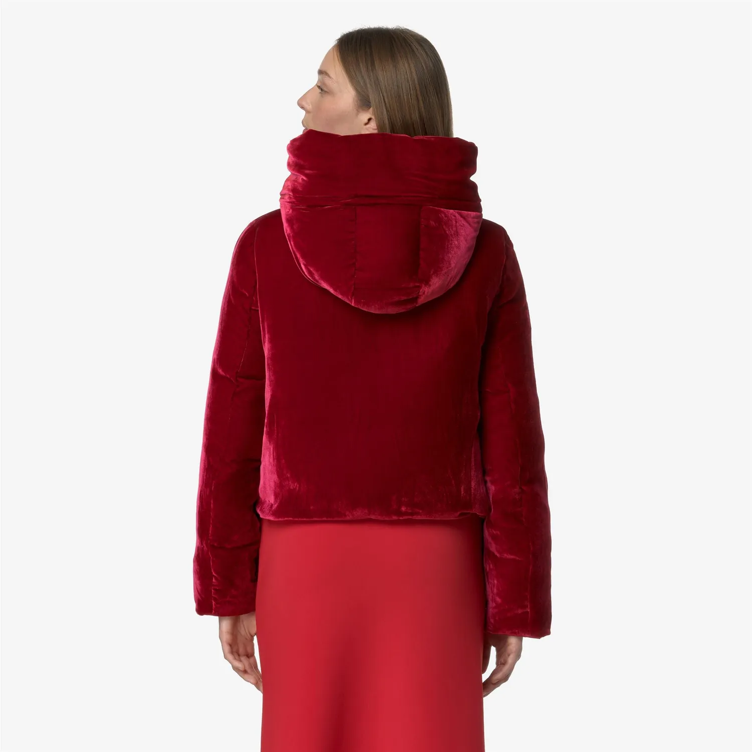 K-Way Brien Velvet Thermo Double geaca rosie reversibila
