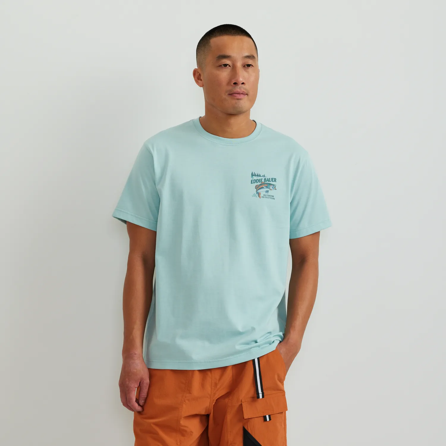 Eddie Bauer Fish Outdoors tricou aquamarine imprimat