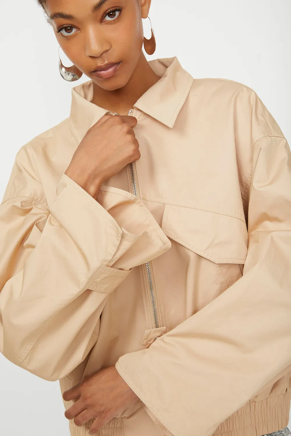 Isabelle Blanche geaca bomber bumbac Dusty Sand cu nod