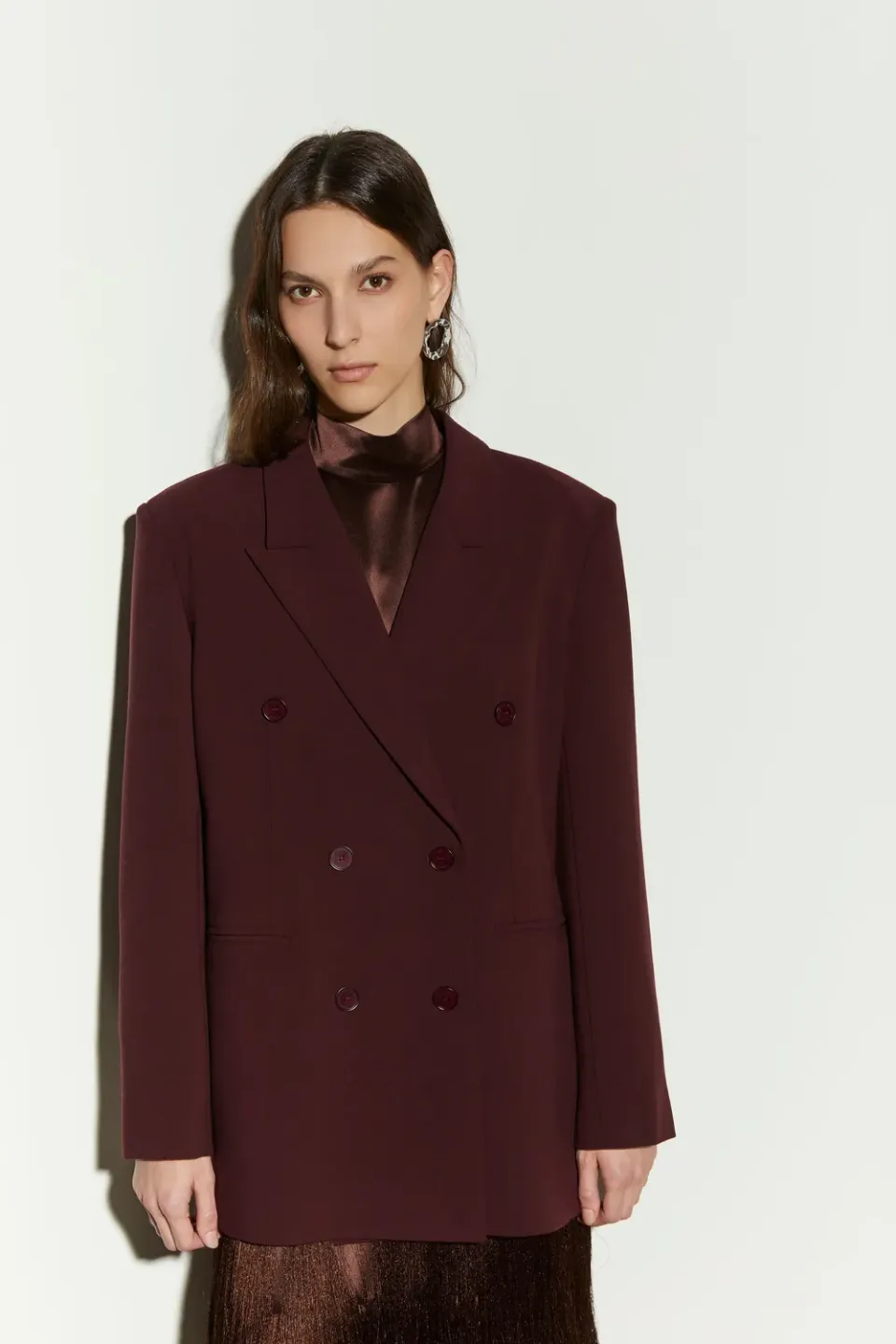 Isabelle Blanche blazer burgundy la două rânduri
